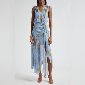 Veronica Beard Dovima Silk Chiffon Floral Midi Dress